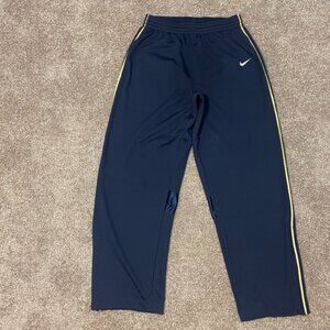 Y2K Nike Track Pants Mens LG Navy Gold Ankle Zip Sweatpants Silver Tag Vintage